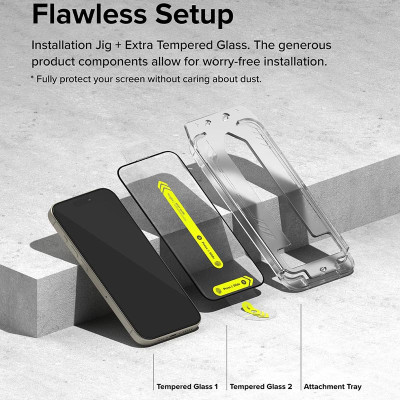 Bộ 2 Miếng Dán cường lực kèm khung dán RINGKE Easy Slide Tempered Glass cho iPhone 15 Pro Max_ Hàng chính hãng