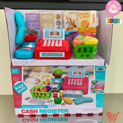Đồ chơi siêu thị Bowa 8352A, quầy thanh toán 15 món có dùng pin