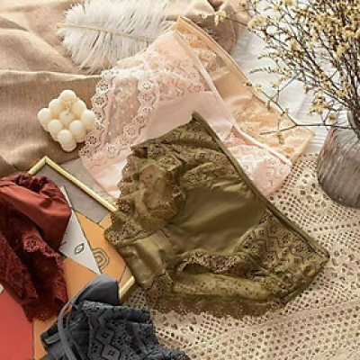 Combo 5 Quần Lót Nữ Thun Lạnh Phối Ren Dây Eo Mã 1712 – Mát Lạnh, Êm Ái, Quyến Rũ