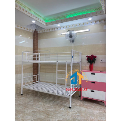 Giường Sắt 2 Tầng cao cấp MÀU TRẮNG 1mx2m