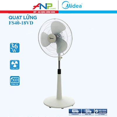 Quạt Đứng, Quạt Cây 3 Cánh Midea FTS40-17VD (Quạt Điện, Quạt Máy Hàng Chính Hãng Công Suất 36W, Chỉnh Gió 3 Tốc Độ)
