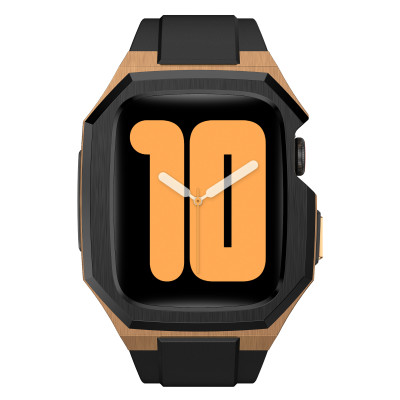 Ốp Case Vỏ Thép Không Gỉ bảo vệ tích hợp dây đeo Fluororubber cho Apple Watch Series 4/5/6/7/8/9/SE1,2 Size 44mm/45mm - Hàng Chính Hãng