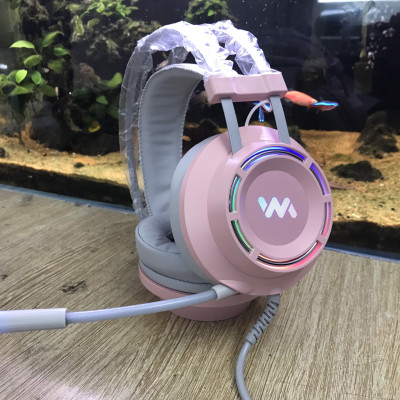 Tai Nghe Gaming Wangming 9800s Pink (Màu Hồng) Âm Thanh 7.1 USB LED - Hàng Nhập Khẩu
