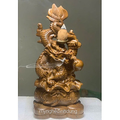 Tượng con rồng xông trầm phong thủy bằng gỗ bách xanh thơm nức kt 20x8x6cm 