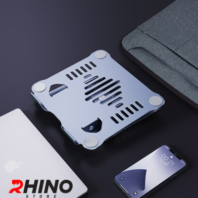 Kệ đỡ Laptop xoay 360° tản nhiệt Rhino KL301, giá đỡ máy tính nhôm cao cấp, gấp gọn - Hàng chính hãng