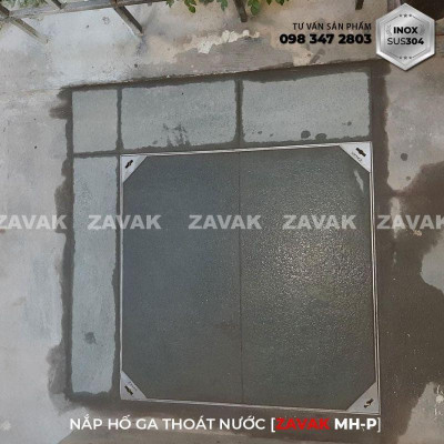 Nắp hố ga lát đá ZAVAK MHP*-AA50 KT50x50/ lát đá dày 4cm/ inox 304