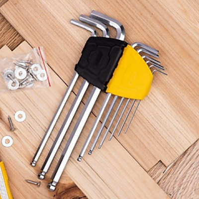 Bộ Lục Giác Chữ L Đầu Bi 9 Chiếc Deli Cao Cấp Chính Hãng - Kích Thước 1,5 - 10mm - Nhỏ Gọn, Tiện Dụng - EDL3090