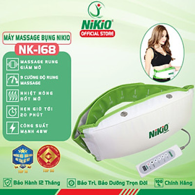 Máy (Đai) Massage Bụng Nikio NK-168 - Máy Rung Tan Mỡ Bụng Nam Nữ, Làm Săn Chắc Cơ Bụng Nhanh, Kết Hợp Nhiệt Nóng Làm Ấm Bụng, Giảm Đau Bụng Kinh