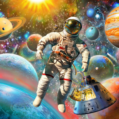 Astronaut In Space - Bộ Tranh Ghép Hình Minh Châu 1500 Mảnh Kích Thước 60x80cm