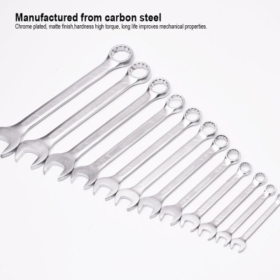 Bộ Cờ Lê 2 Đầu 15 Món – Mạ Chrome Chống Gỉ – Kích Thước 8–32mm – Có Túi Treo