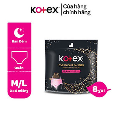 Combo 8 gói BVS Kotex Ban Đêm dạng quần cỡ M/L/L/XL 2 miếng