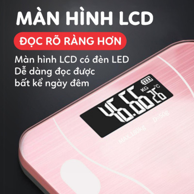 Cân Điện Tử Bluetooth Thông Minh Đo Lượng Mỡ Và Nước Trong Cơ Thể, Tính Chỉ Số BMI Trọng Tải 180kg Giao Màu Ngẫu Nhiên
