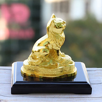 Tượng mèo 12 con giáp mạ vàng