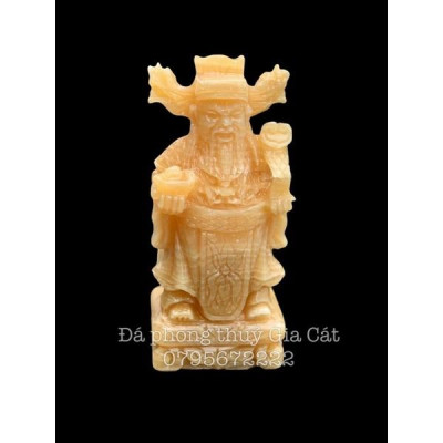 Tượng tam đa phúc lộc thọ đá ngọc hoàng long 20cm có kiểm định