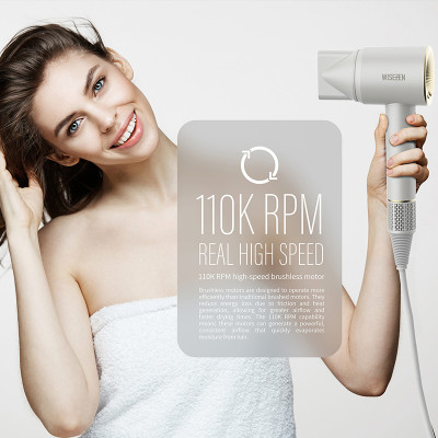 WISEZEN HS1400 Máy sấy tóc tốc độ cao – Động cơ 110K RPM, trải nghiệm sấy khô nhanh.