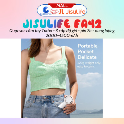Quạt mini cầm tay JisuLife FA42 - dung lượng pin 2000 - 4500mAh - Hàng chính hãng