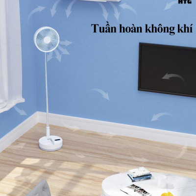 Quạt không dây gấp gọn CYKE P10 tự động xoay, có remote điều khiển, hẹn giờ và kiêm đèn ngủ, 5 cánh, hàng chính hãng