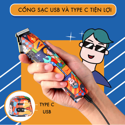 Tông đơ chấn viền Kemei KM-5017H thiết kế độc đáo, sử dụng sạc USB tiện lợi có thể cắt tóc, cạo râu, cạo đầu fade tóc... Hàng chính hãng