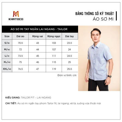 Áo sơ mi nam tay ngắn form suông vạt ngang Khatoco A1MN468T2-CNIN267-2412-N