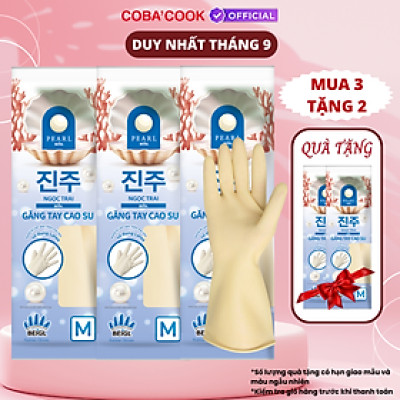 [Mua 3 Tặng 2] Bộ 3 Đôi Găng Tay Cao Su Ngọc Trai Tay Lửng Size M