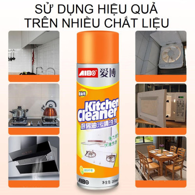 Bình Xịt Tẩy Rửa Nhà Bếp, Bình Xịt Bọt Tuyết Tẩy Rửa Siêu Sạch Màu Cam Kitchen Cleaner Nhà Bếp 500ml