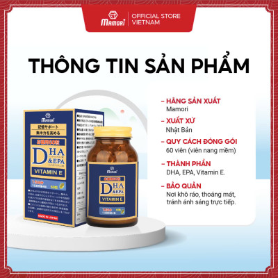Combo 3 Hộp Viên Uống Bổ Xung DHA + EPA + Vitamin E Mamori Giúp Tăng Cường Trí Nhớ Tăng cường Thị Lực và Sức Khỏe Tim Mạch