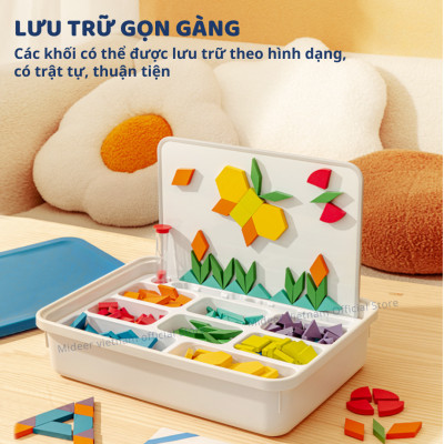 Xếp hình Tangram nam châm đồ chơi giáo dục cho bé Mideer Magnetic Geometry Blocks 250pcs