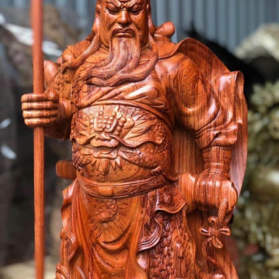 Tượng quan công bằng gỗ hương kt cao 80×31×21cm