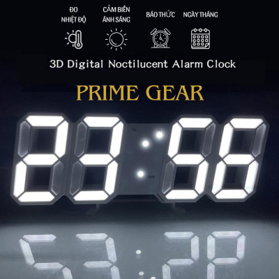 [ Hàng chính hãƞg ]Đồng hồ LED 3D treo tường, để bàn thông minh Smart Clock đồng
