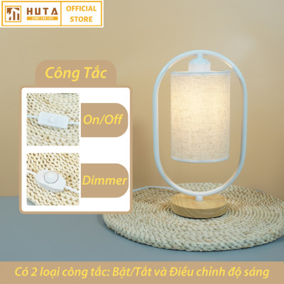 Đèn Ngủ Gỗ HUTA Light For Life G6 Chao Tròn Vingtage Kiểu Dáng Mới Lạ, Decor Trang Trí Phòng Ngủ,Tăng giảm Độ Sáng, Bóng Led Sáng Vàng Tiết Kiệm Điện
