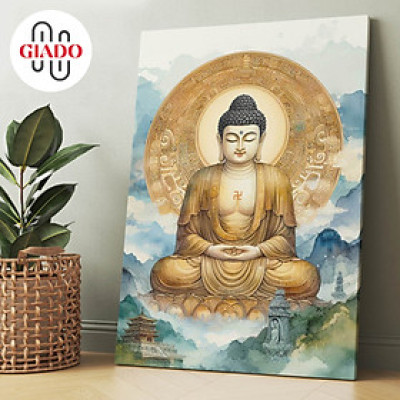 Tranh ảnh thờ treo tường hoặc tranh để bàn mẫu Phật A Di Đà núi non