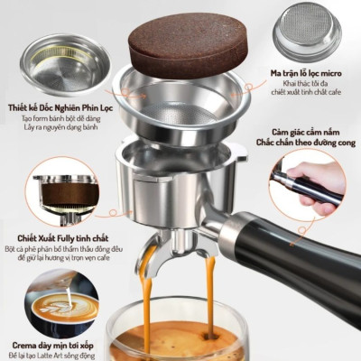 HÀNG CHÍNH HÃNG - Máy pha cà phê bán tự động Espresso, Cappuccino, Latte. Thương hiệu Mỹ cao cấp HiBREW - H10B