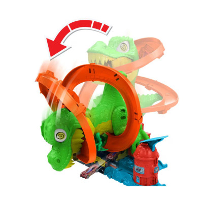 Đồ Chơi Trạm Cứu Hỏa Khủng Long T-rex Hủy Diệt HOT WHEELS JBM73