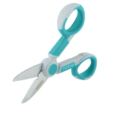 Kéo thợ điện chuyên dụng dài 145mm TOTAL THT1155871 - Làm từ thép không gỉ, độ dày lưỡi kéo 3mm - Tốc độ 247