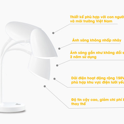 Đèn bàn LED Rạng Đông bảo vệ thị lực Model RD-RL-38.LED
