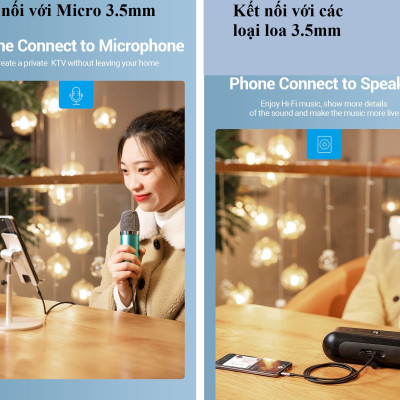 Cáp âm thanh 2 đầu 3.5mm 1m Vỏ nhôm dây dù - Hàng chính hãng