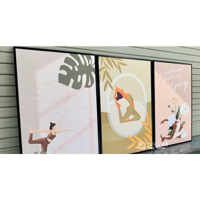 (ẢNH THẬT) Tranh treo tường yoga 2 tranh trang trí decor phòng tập kèm đinh treo