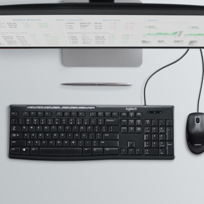 Combo chuột phím có dây Logitech MK200 - Thiết kế mỏng, chống tràn, bền bỉ - Hàng chính hãng