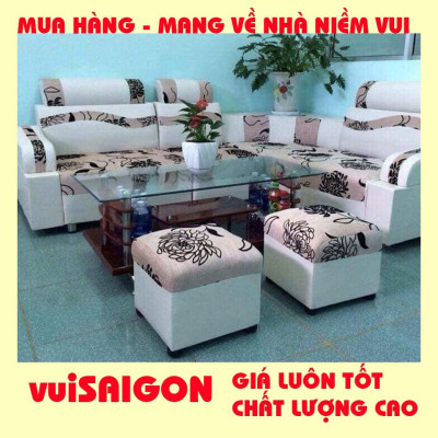 Ghế Sopha nệm muốt 2m1 x 1m6  mẫu mã đẹp chất lượng giá tốt phù hợp với các gia đình Việt/ tặng 1 bàn và 2 đôn