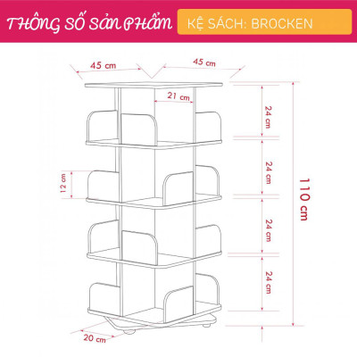 Kệ đỡ sách từ gỗ MDF màu xanh SMLIFE Brocken