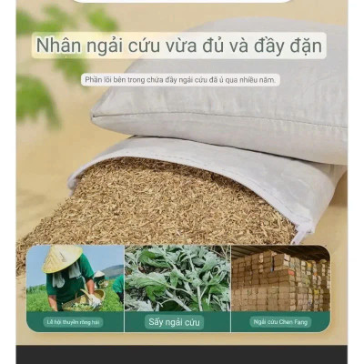 Gối Ngải Cứu Điện Làm Nóng MassageVai Gáy Cổ Hương Thơm Tự Nhiên Từ Thảo Dược Giảm Đau Mỏi