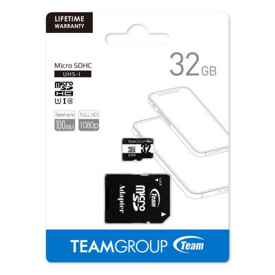 Thẻ nhớ micro SDHC / SDXC Team upto 100MB/s 500x kèm Adapter - Hàng chính hãng