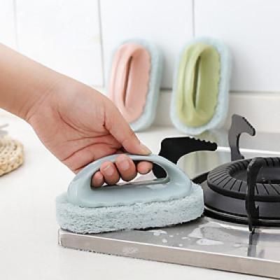Bàn chải chà bồn rửa chén, lavabo, nhà vệ sinh, nhà bếp dạng xơ mướp không gây trầy xước bề mặt chà, có tay cầm tiện dụng chà siêu sạch