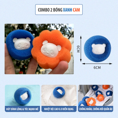 SET 2 Bóng Giặt Quần Áo Hút Lông PET Thú Cưng Banh Chống Nhăn Đồ PU Dính Tóc Hiệu Quả