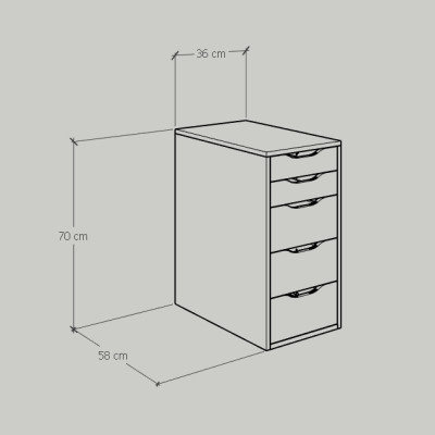 [Happy Home Furniture] LIDA , Tủ hồ sơ - 5 ngăn , 36cm x 58cm x 70cm ( DxRxC), THK_052