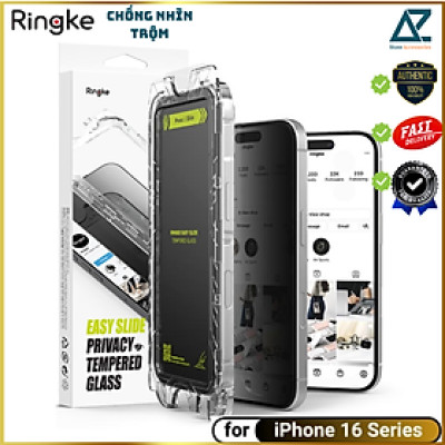 Bộ 2 Miếng Dán Cường Lực Chống Nhìn Trộm RINGKE Easy Slide Tempered Cho iPhone 16/ 15/ 16 Plus/ 15 Plus/ 16 Pro/ 16 ProMax_ Hàng chính hãng