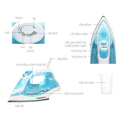Bàn là hơi nước SUNHOUSE SHD2065 Hàng Chính Hãng