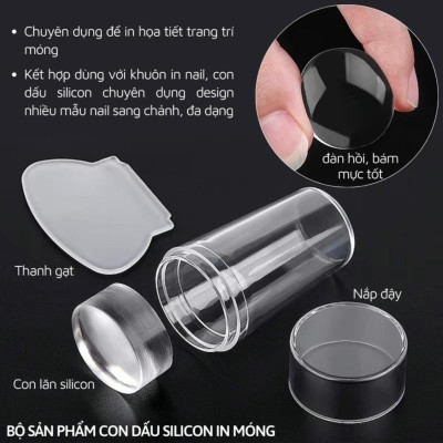 Con In Móng Tay Silicon To Và Bé 6x3 cm, Dễ Lấy Mực In Đều Rõ Nét, lăn làm In Dấu Khuôn Móng Kết Hợp Dùng Với Khuôn in Nail Phương Miu Nữ Women