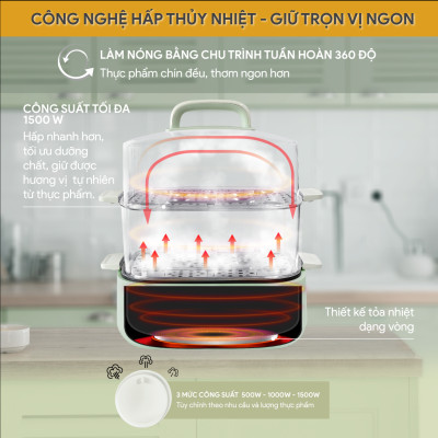 Nồi Hấp Đa Năng BlueStone MPB-7235 15 Lít 1500W - Hàng Chính Hãng