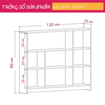 Giá sách gia đình từ gỗ công nghiệp SMLIFE Badidi